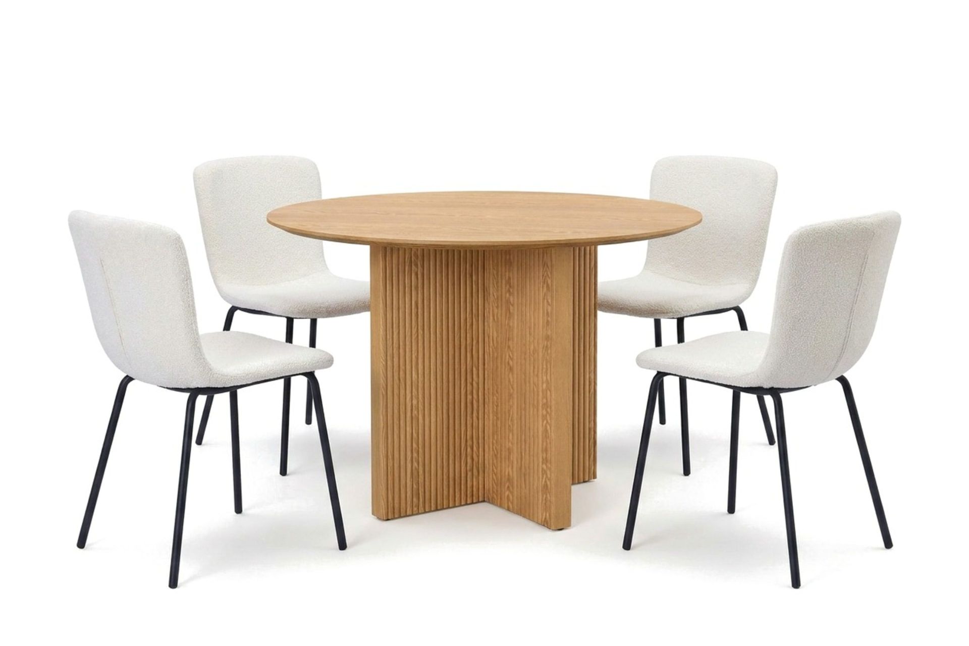 Edda spisegruppe rund 110 cm eik med 4 Katy spisestoler - Eik