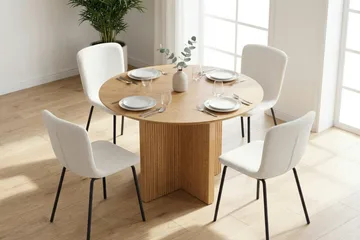 Edda spisegruppe rund 110 cm eik med 4 Katy spisestoler - Eik - Møbler - Bord - Spisegrupper