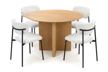 Edda spisegruppe rund 110 cm Eik med 4 Lucy spisestoler - Eik - Møbler - Bord - Spisegrupper