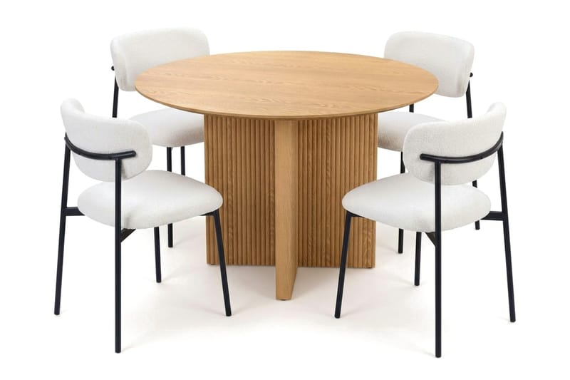 Edda spisegruppe rund 110 cm Eik med 4 Lucy spisestoler - Eik - Møbler - Bord - Spisegrupper