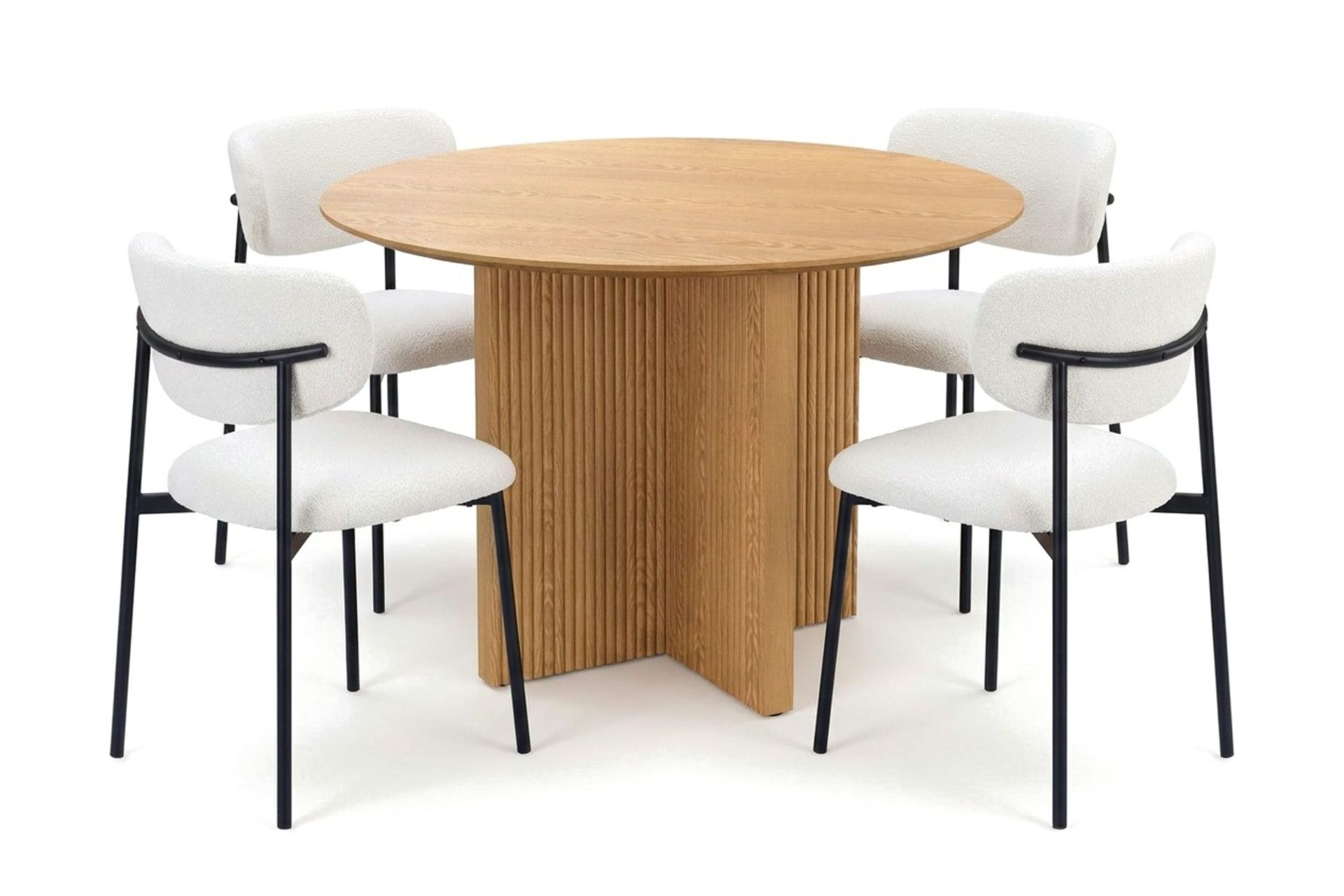 Edda spisegruppe rund 110 cm Eik med 4 Lucy spisestoler - Eik