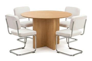 Edda spisegruppe rund 110 cm eik med 4 Milva spisestoler - Eik - Møbler - Bord - Spisegrupper