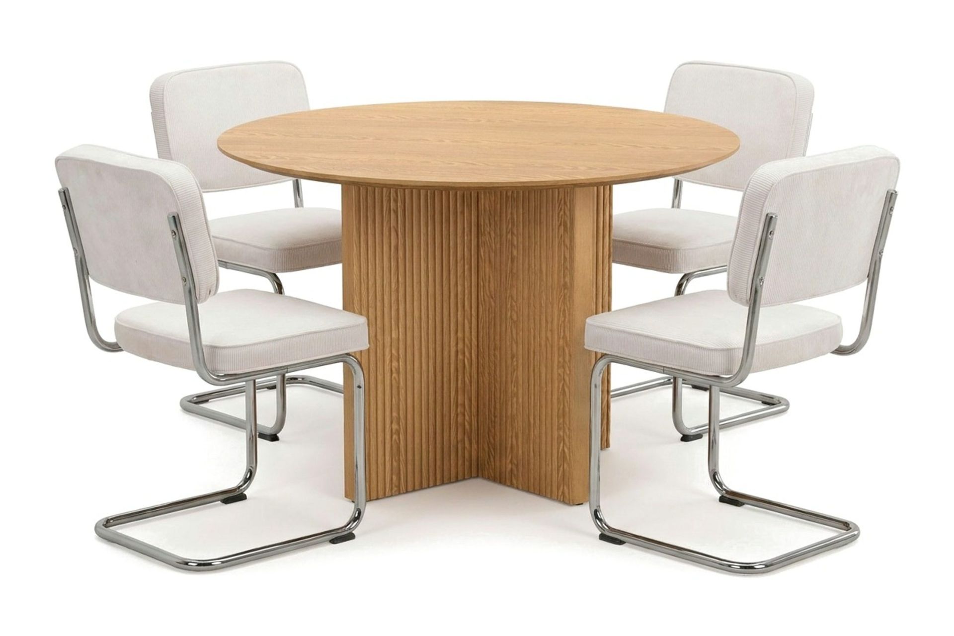 Edda spisegruppe rund 110 cm eik med 4 Milva spisestoler - Eik