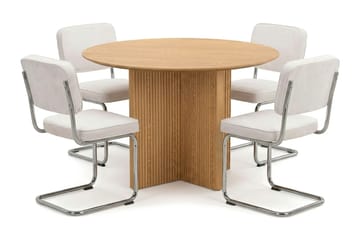Edda spisegruppe rund 110 cm eik med 4 Milva spisestoler - Eik - Møbler - Bord - Spisegrupper