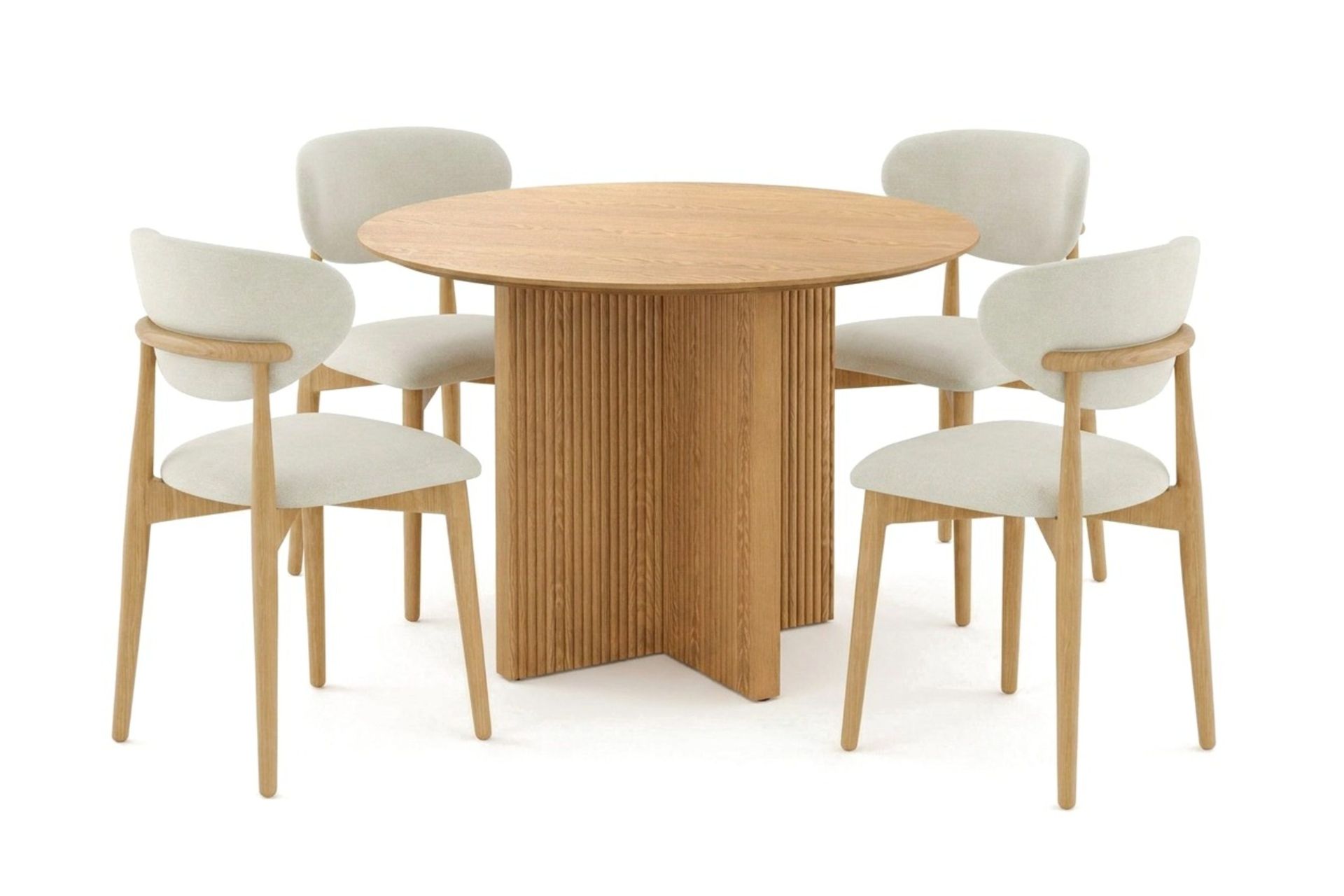 Edda spisegruppe rund 110 cm eik med 4 Molly spisestoler - Eik