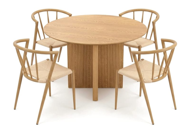 Edda spisegruppe rund 110 cm eik med 4 Winston spisestoler, Eik