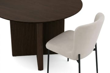 Edda spisegruppe rund 110 cm røkt eik med 4 Elsie spisestoler - Røkt eik/beige - Møbler - Bord - Spisegrupper