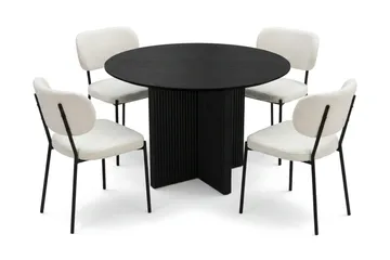Edda spisegruppe rund 110 cm svart med 4 Gemmiano spisestoler - Svart - Møbler - Bord - Spisegrupper
