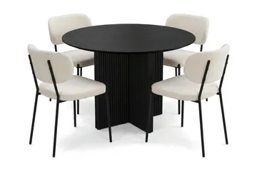 Edda spisegruppe rund 110 cm svart med 4 Gemmiano spisestoler - Svart - Møbler - Bord - Spisegrupper