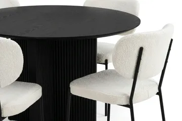 Edda spisegruppe rund 110 cm svart med 4 Gemmiano spisestoler - Svart - Møbler - Bord - Spisegrupper