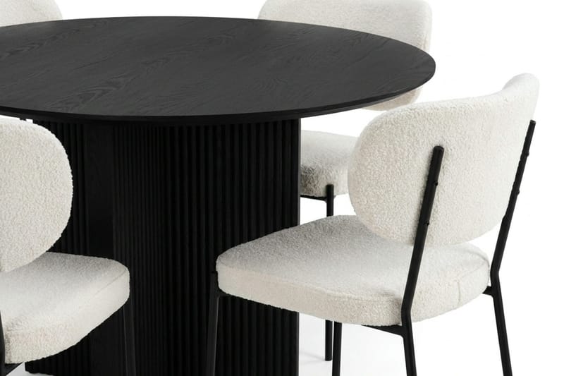 Edda spisegruppe rund 110 cm svart med 4 Gemmiano spisestoler - Svart - Møbler - Bord - Spisegrupper