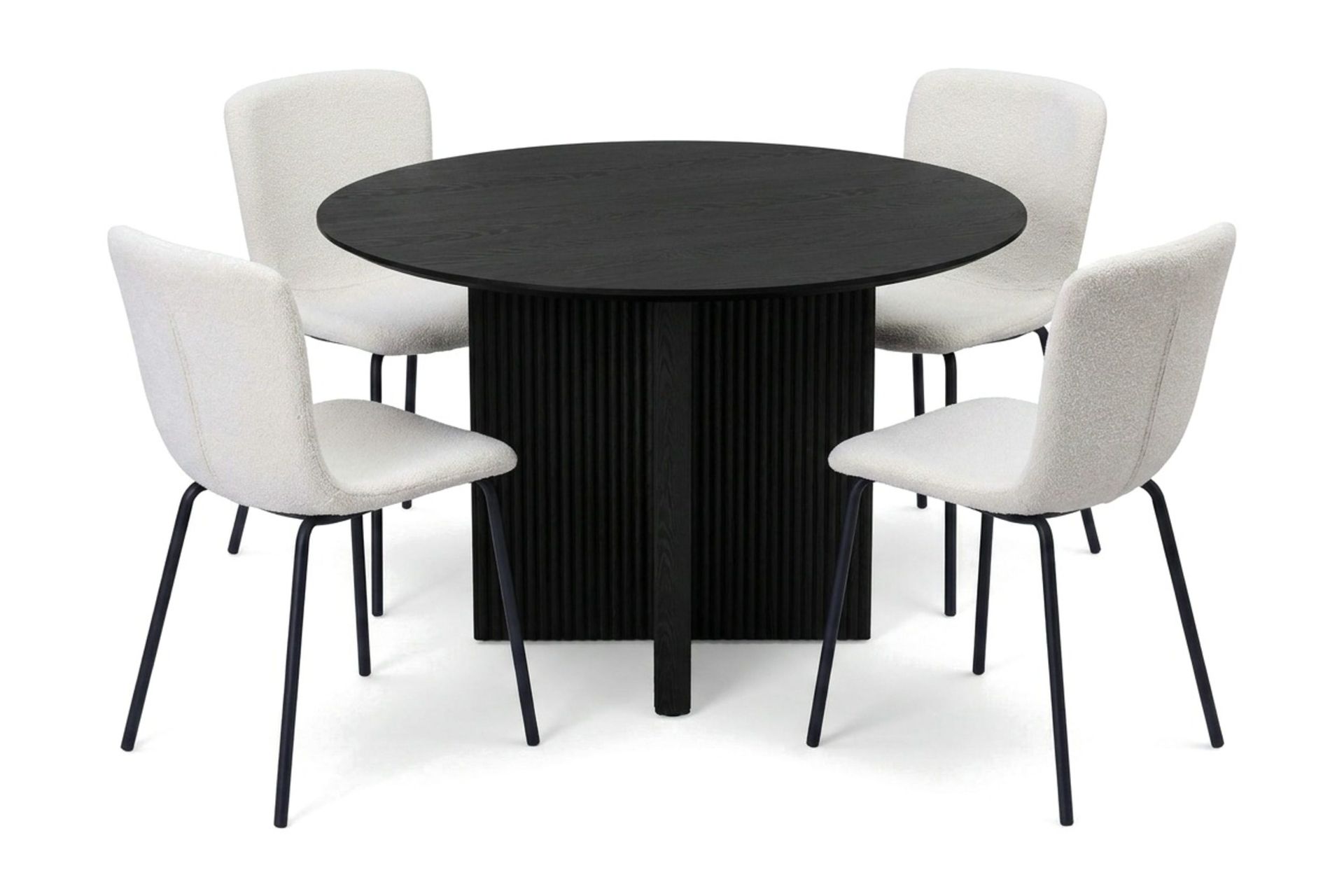 Edda spisegruppe rund 110 cm svart med 4 Katy spisestoler - Svart