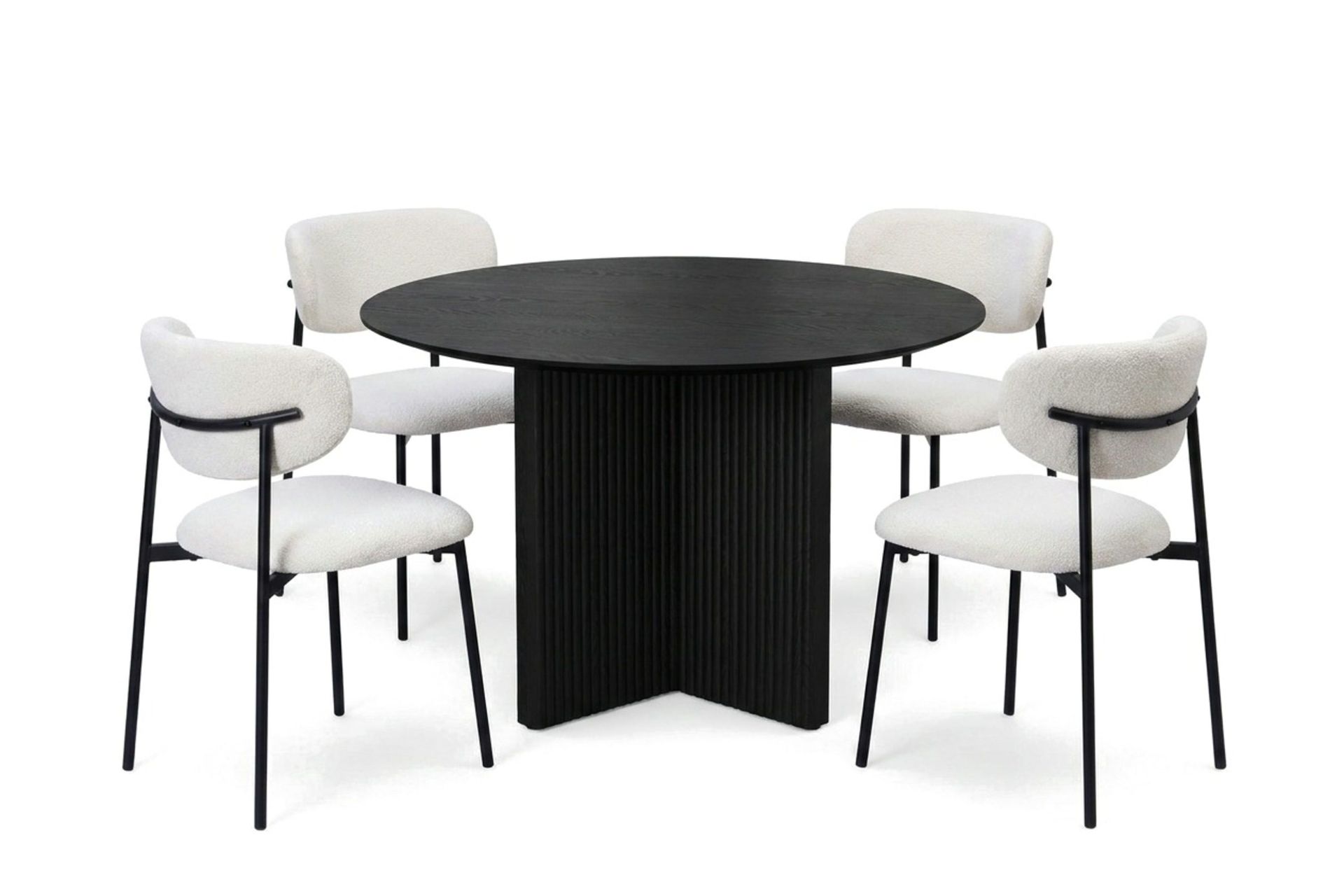 Edda spisegruppe rund 110 cm Svart med 4 Lucy spisestoler - Svart