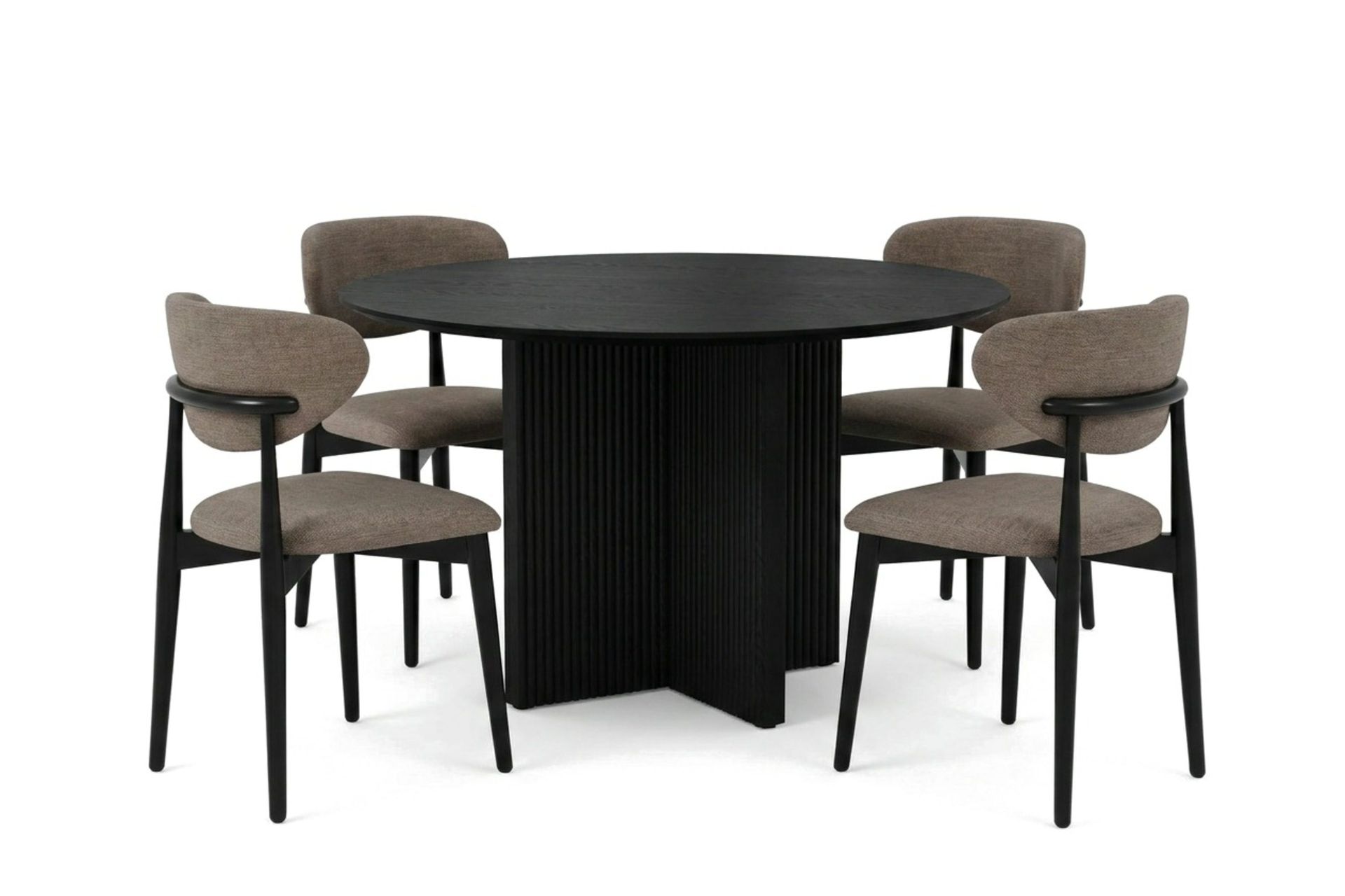 Edda spisegruppe rund 110 cm svart med 4 Molly spisestoler - Svart