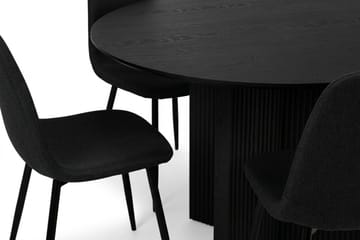 Edda spisegruppe rund 110 cm Svart med 4 Nibe spisestoler - Svart - Møbler - Bord - Spisegrupper