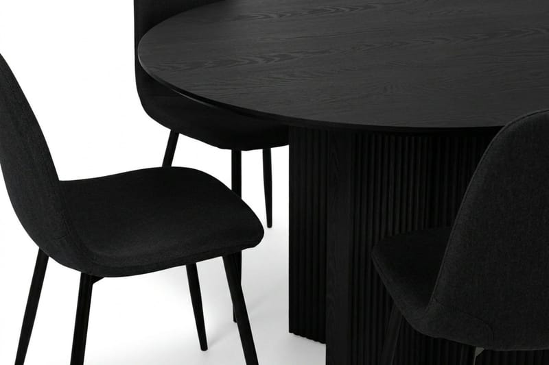 Edda spisegruppe rund 110 cm Svart med 4 Nibe spisestoler - Svart - Møbler - Bord - Spisegrupper