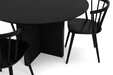 Edda spisegruppe rund 110 cm svart med 4 Tyrö spisestoler - Svart - Møbler - Bord - Spisegrupper