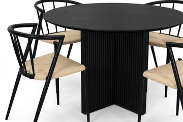 Edda spisegruppe rund 110 cm svart med 4 Winston spisestoler - Svart - Møbler - Bord - Spisegrupper
