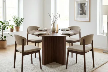 Edda spisegruppe rund 110 cm valnøtt med 4 Nala spisestoler - Valnøtt - Møbler - Bord - Spisegrupper