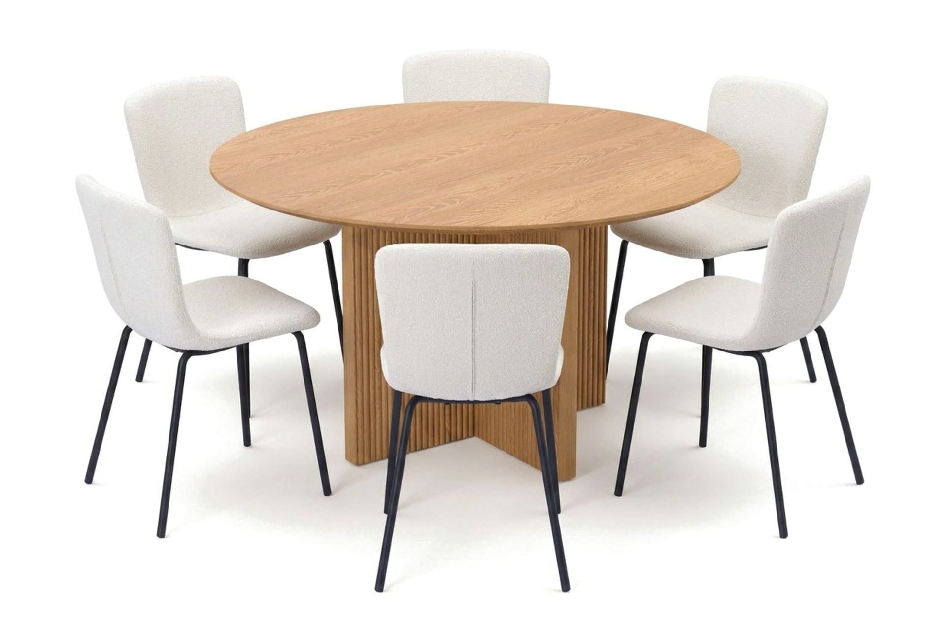 Edda spisegruppe rund 130 cm eik med 6 Katy spisestoler - Eik
