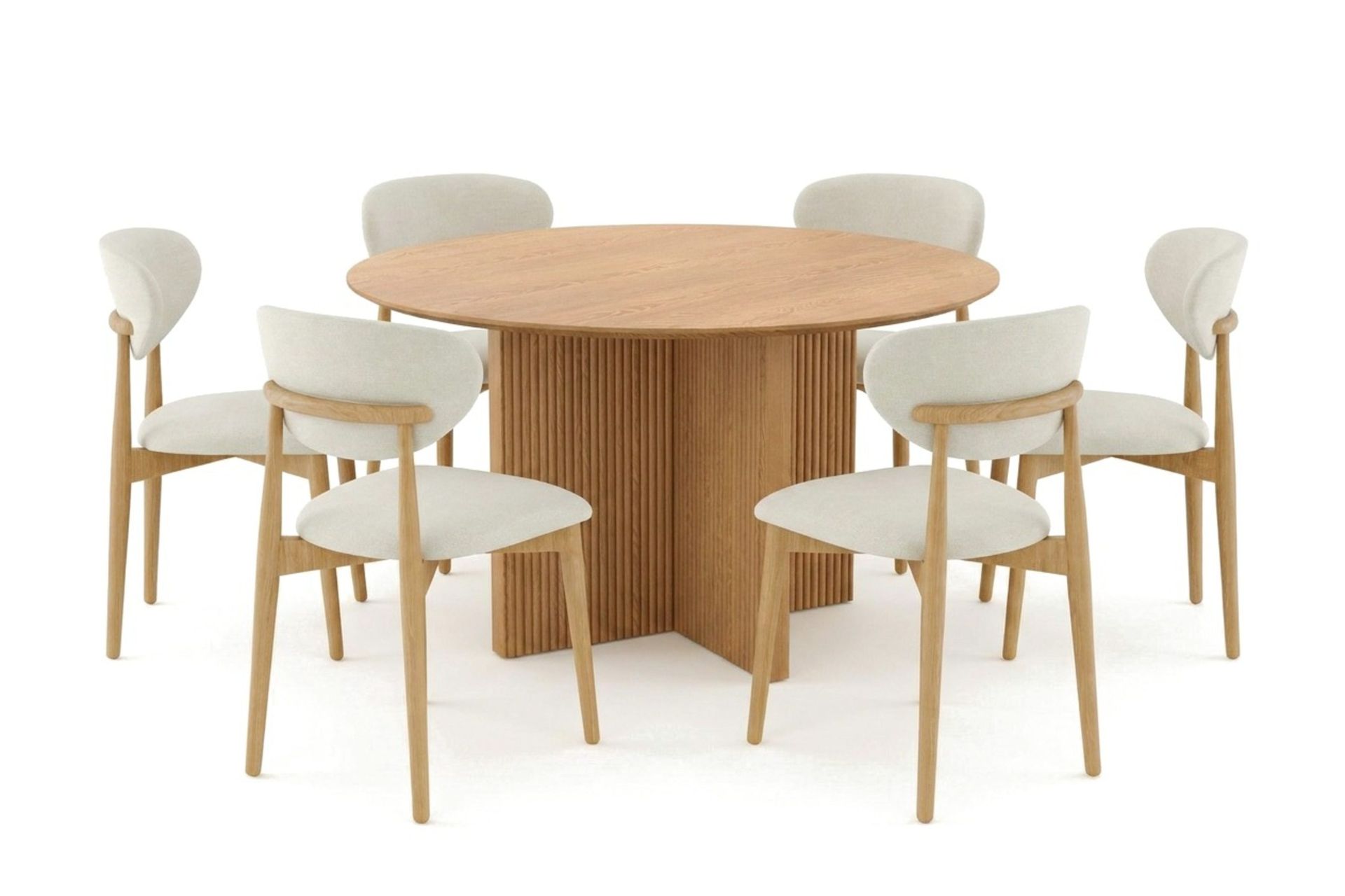 Edda spisegruppe rund 130 cm eik med 6 Molly spisestoler - Eik