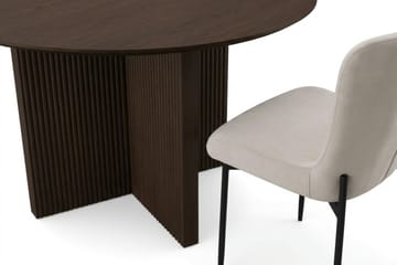 Edda spisegruppe rund 130 cm røkt eik med 6 Elsie spisestoler - Røkt eik/beige - Møbler - Bord - Spisegrupper