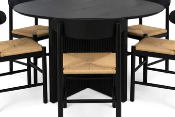 Edda spisegruppe rund 130 cm svart med 6 Malte spisestoler - Møbler - Bord - Spisegrupper