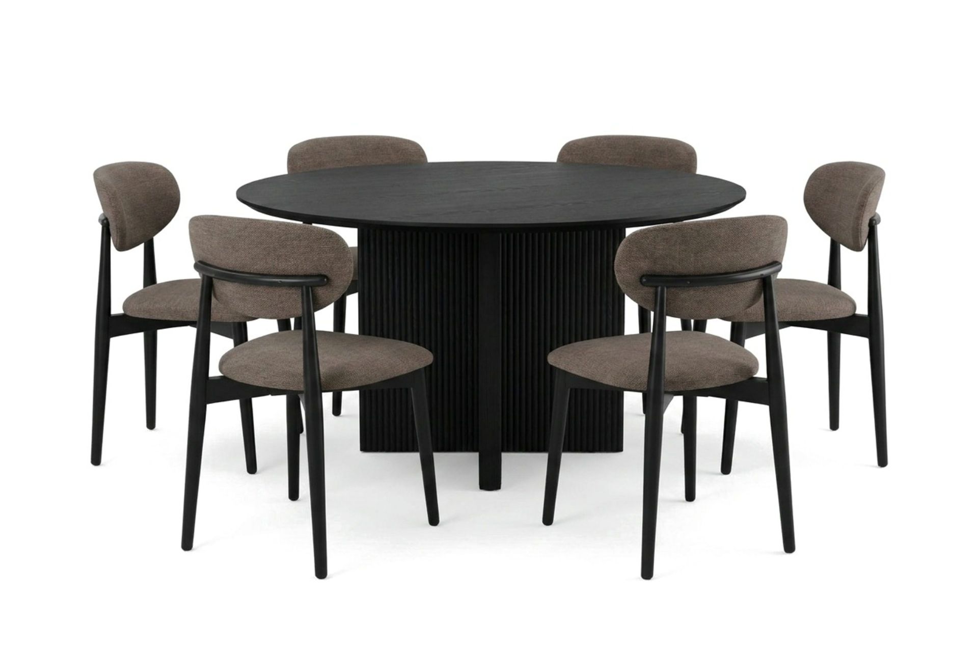 Edda spisegruppe rund 130 cm svart med 6 Molly spisestoler - Svart
