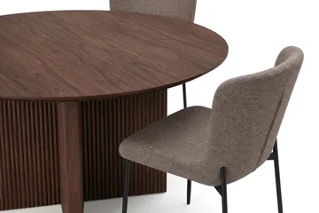 Edda spisegruppe rund 130 cm valnøtt med 6 Elsie spisestoler - Valnøtt/grå - Møbler - Bord - Spisegrupper