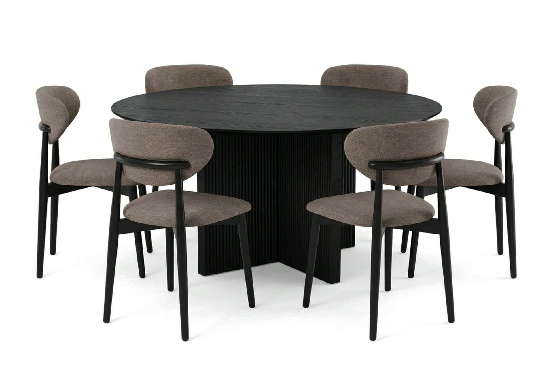 Edda spisegruppe rund 150 cm svart med 6 Molly spisestoler - Svart