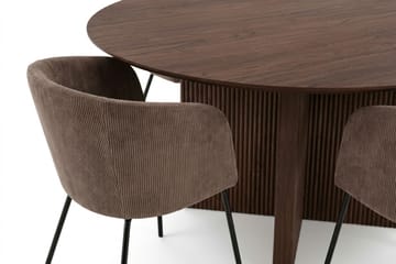 Edda spisegruppe rund 150 cm valnøtt med 6 Berit spisestoler - Møbler - Bord - Spisegrupper
