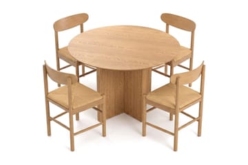 Edda spisegruppe rundt 110 cm eik med 4 Malte spisestoler - Møbler - Bord - Spisegrupper