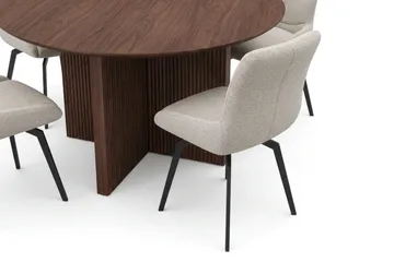 Edda spisegruppe rundt 130 cm valnøtt med 6 Mora spisestoler - Valnøtt - Møbler - Bord - Spisegrupper