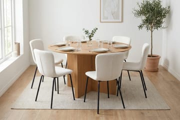 Edda spisegruppe rundt 150 cm eik med 6 Katy spisestoler - Eik - Møbler - Bord - Spisegrupper