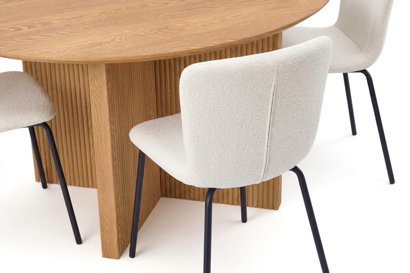 Edda spisegruppe rundt 150 cm eik med 6 Katy spisestoler - Eik - Møbler - Bord - Spisegrupper