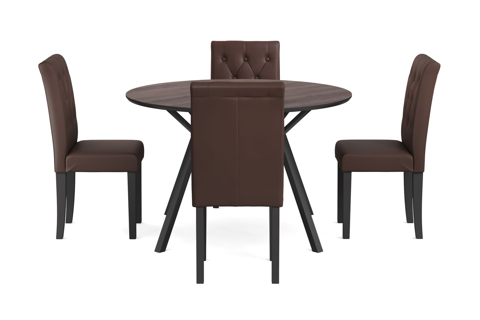 Eirys Spisegruppe 120 cm Rund inkl 4 Brunnevik Stoler - Brun/Svart - Møbler - Bord - Spisegrupper