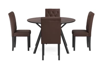 Eirys Spisegruppe 120 cm Rund inkl 4 Brunnevik Stoler - Brun/Svart - Møbler - Bord - Spisegrupper