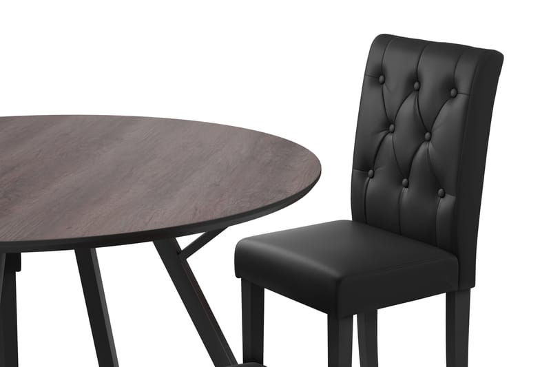 Eirys Spisegruppe 120 cm Rund inkl 4 Brunnevik Stoler - Svart / Brun - Møbler - Bord - Spisegrupper