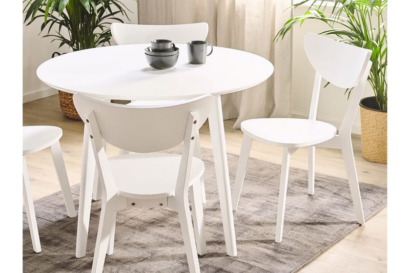 Emeroo Spisegruppe 100 cm Inkl. 4 Stoler - Hvit - Møbler - Bord - Spisegrupper