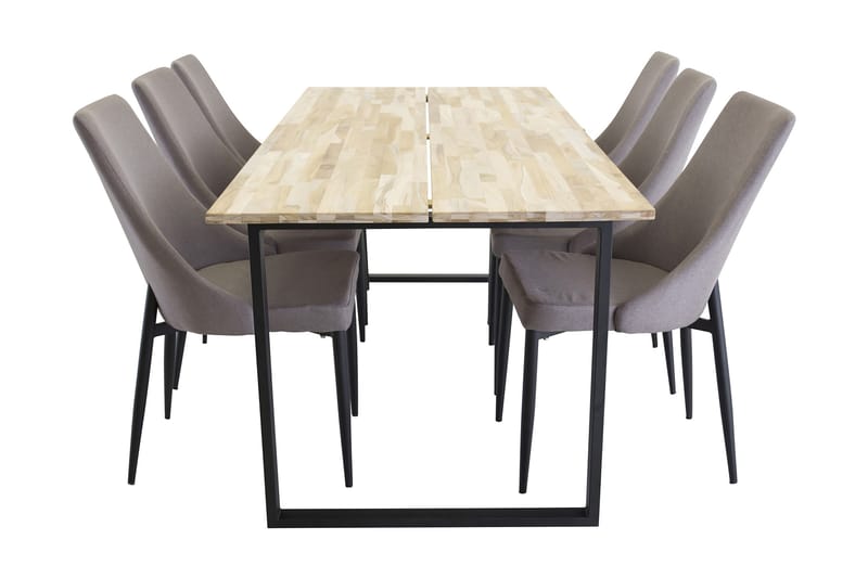 Ezra Spisegruppe 200 cm med 6 Ludde Stoler - Tre/Svart/Grå - Møbler - Bord - Spisegrupper