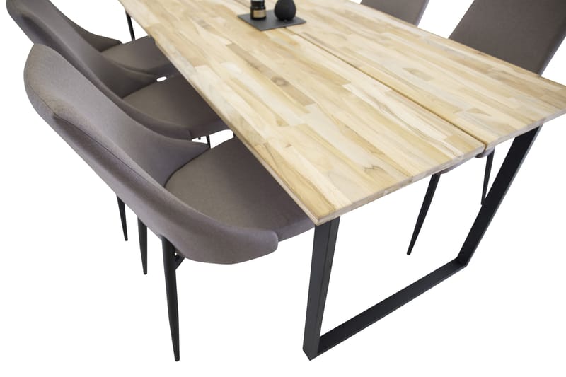 Ezra Spisegruppe 200 cm med 6 Ludde Stoler - Tre/Svart/Grå - Møbler - Bord - Spisegrupper