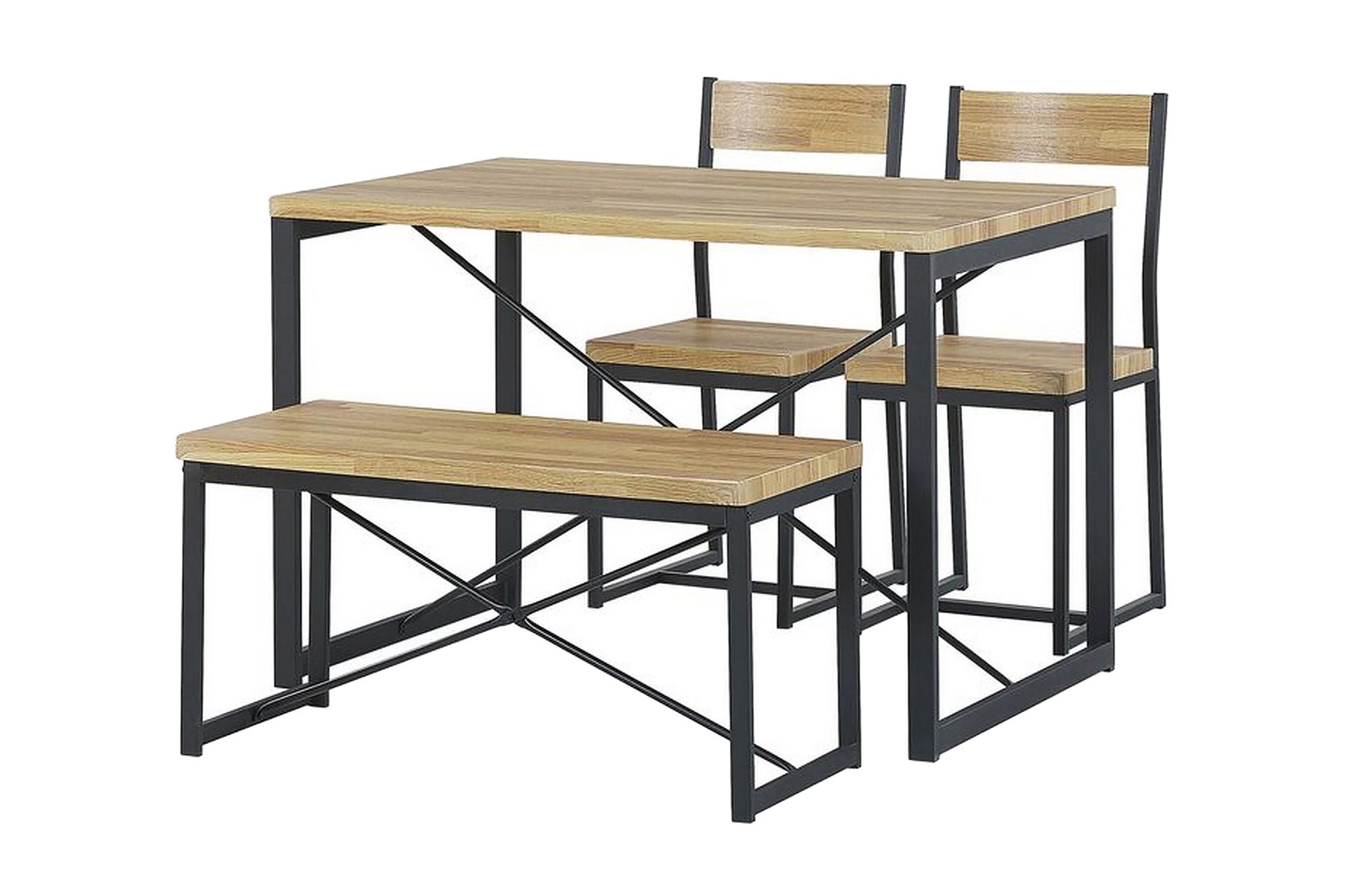Flixton Spisegruppe 110 cm Inkl. 2 stoler + benk - Lysebrun/Svart