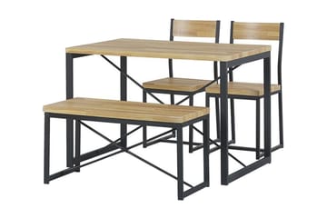 Flixton Spisegruppe 110 cm Inkl. 2 stoler + benk - Lysebrun/Svart - Møbler - Bord - Spisegrupper