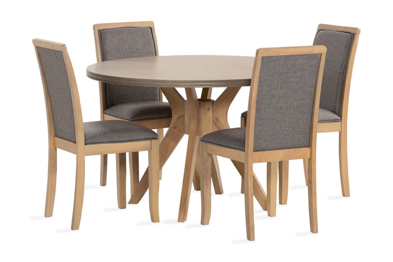 Grivita Rund Spisegruppe 120 cm med 4 Cadmos Spisestoler - Hvit - Møbler - Bord - Spisegrupper