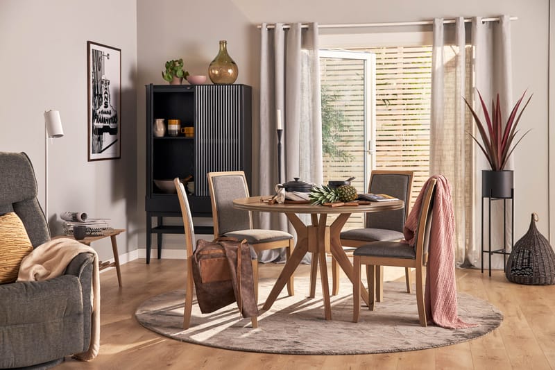 Grivita Rund Spisegruppe 120 cm med 4 Cadmos Spisestoler - Hvit - Møbler - Bord - Spisegrupper