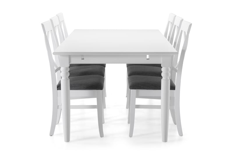 Hampton Spisebord med 6 Hartford stoler - Hvit - Spisegrupper