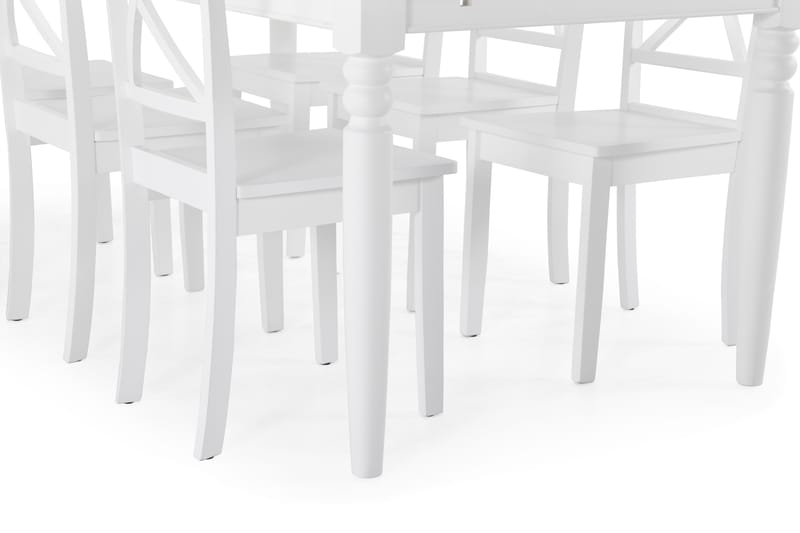 Hampton Spisebord med 6 Mirimar stoler - Hvit - Spisegrupper