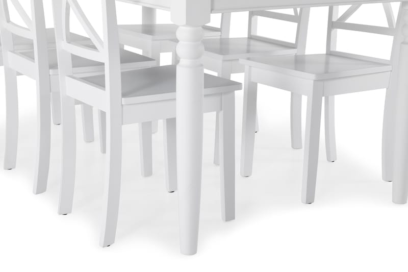 Hampton Spisebord med 6 Mirimar stoler - Hvit/Svart - Spisegrupper
