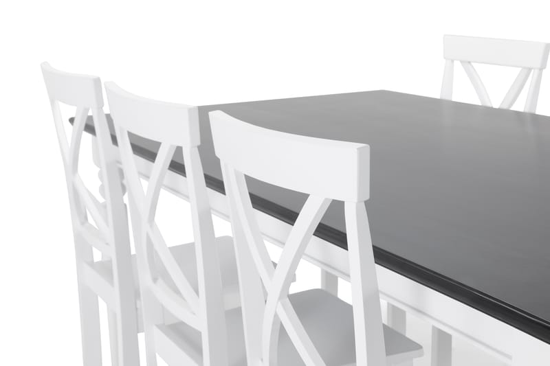 Hampton Spisebord med 6 Mirimar stoler - Hvit/Svart - Spisegrupper