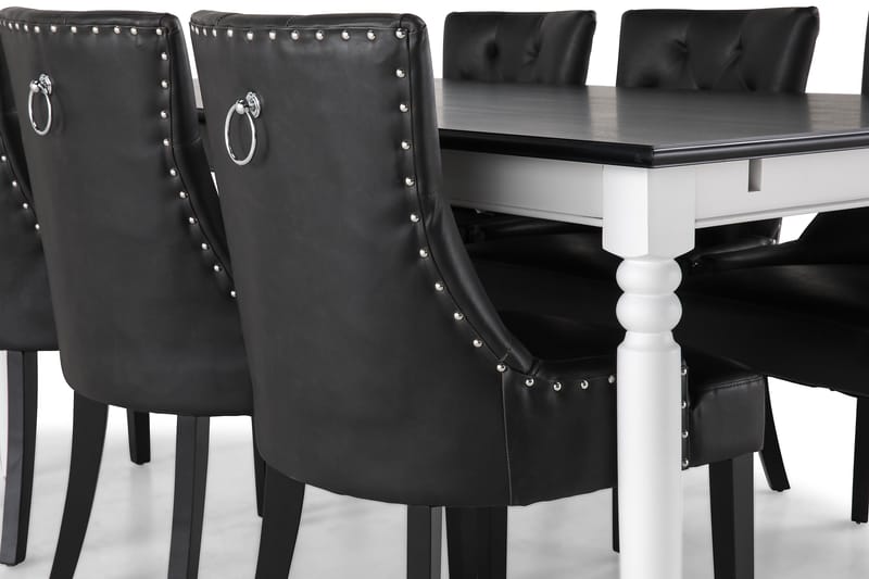 Hampton Spisegruppe 190 cm Mahognifiner med 6 Tuva Stoler - Hvit/Svart - Møbler - Bord - Spisegrupper